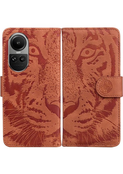 Oppo Oppo 10 Pro 5g Için Flip Case Kabartmalı Sevimli Kaplan Kickstand Koruyucu (Yurt Dışından)