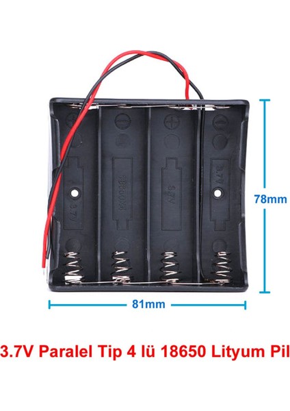 18650 2 Tel 4lü Pil Kutusu Paralel 4 Adet 3.7V Paralel Lityum Lion Batarya Yuvası Mobil Güç Kaynağı