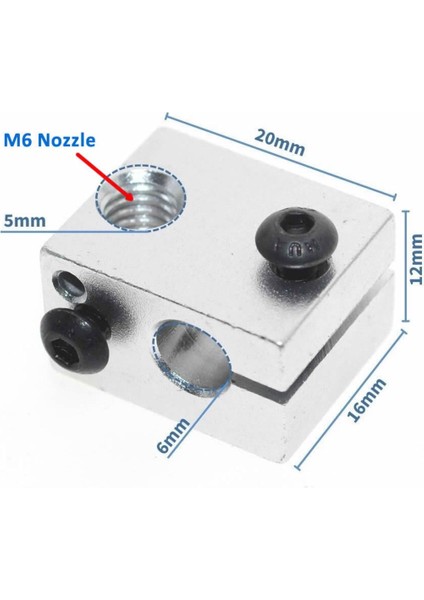 V6 3D Yazıcı Alüminyum Extruder Isıtıcı Blok 1.75 / 3.0mm Filament Uyumlu fiyatları