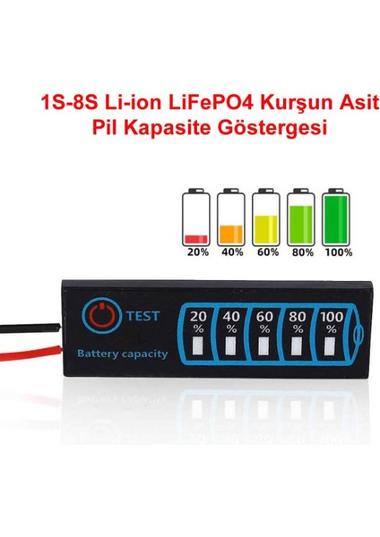 5-30V Pil Kapasite Göstergesi 2s / 8s Li-Ion Lifepo4 Kurşun Asit Batarya Akü Seviye Kapasite