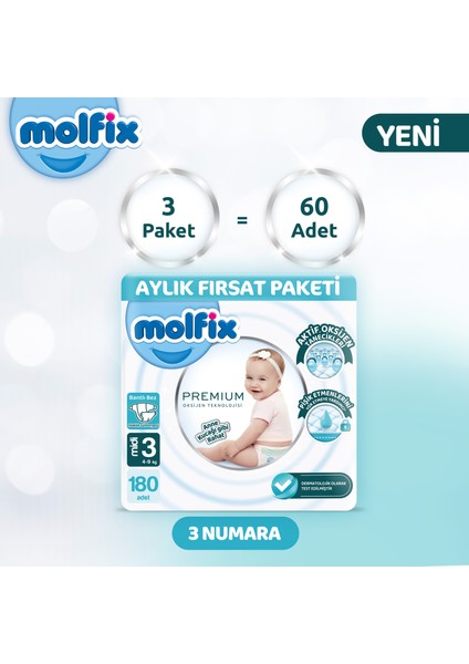 Premium Aylık Fırsat Paketi 3 Beden 180 Adet