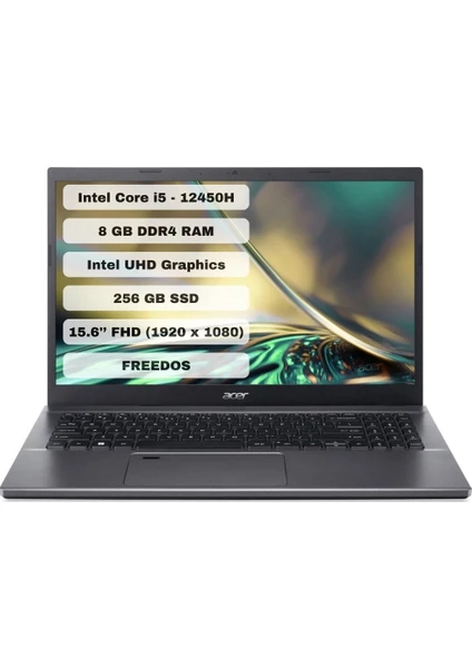 Aspire 5 A515-57 Intel Core i5 12450H 8GB 256GB SSD Freedos 15.6" Taşınabilir Bilgisayar NX.KN3EY.003