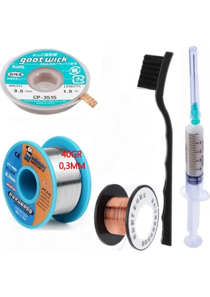Mechanic /lehim Noclean SN63/PB37 40G 0,3mm Lehim Toplama CP-3515 Emme Teli 3,5mm 5li Set