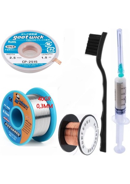 Mechanic /lehim Noclean SN63/PB37 40G 0,3mm Lehim Toplama CP-2515 Emme Teli 2,5mm 5li Set