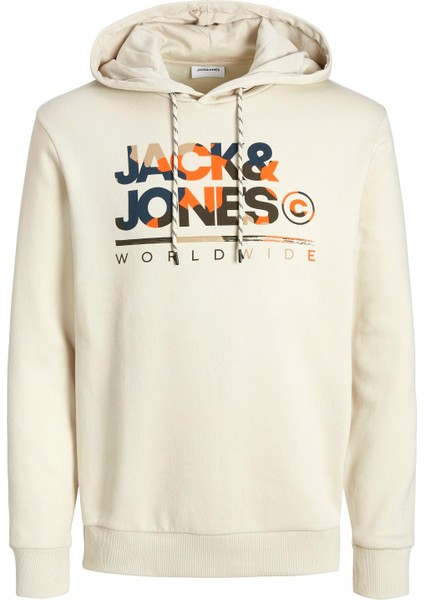 Jack & Jones Jack Jones Yazı Baskılı Kapüşonlu Erkek Sweatshirt 12256821