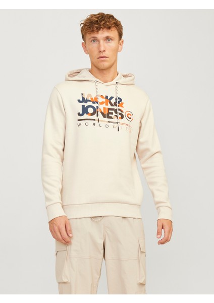 Jack & Jones Jack Jones Yazı Baskılı Kapüşonlu Erkek Sweatshirt 12256821