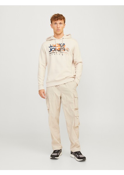 Jack & Jones Jack Jones Yazı Baskılı Kapüşonlu Erkek Sweatshirt 12256821