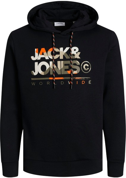 Jack Jones Yazı Baskılı Kapüşonlu Erkek Sweatshirt 12256821