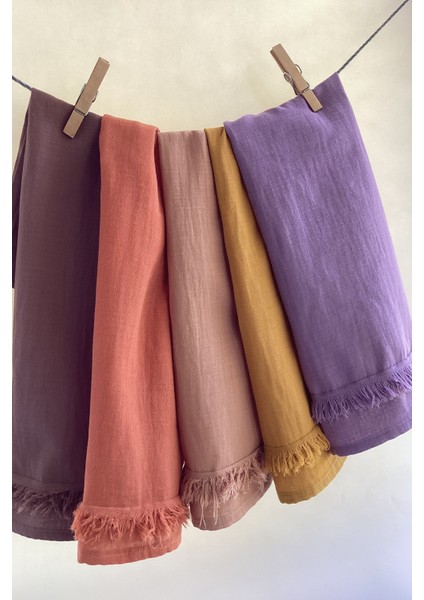 Sarı Sonbahar Hasat Bereketi Müslin Havlu Beşli Set , 45 X70 cm Çabuk Kuruyan Havlu