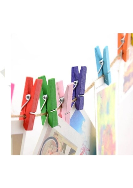 2.5 Cm'lik Renkli ve Naturel Ahşap Küçük Mandal 2'li Set
