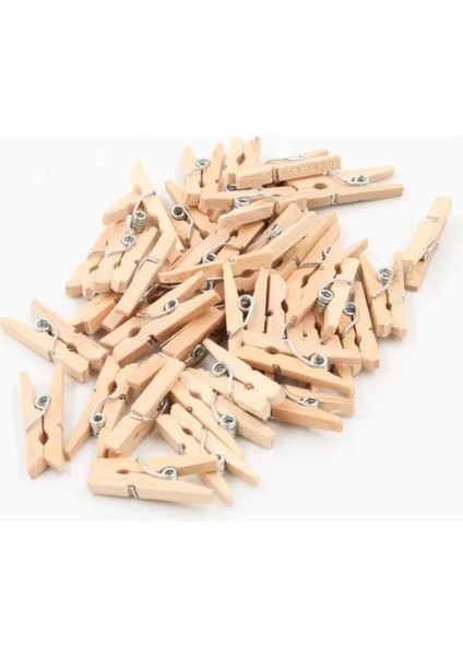 2.5 Cm'lik Renkli ve Naturel Ahşap Küçük Mandal 2'li Set