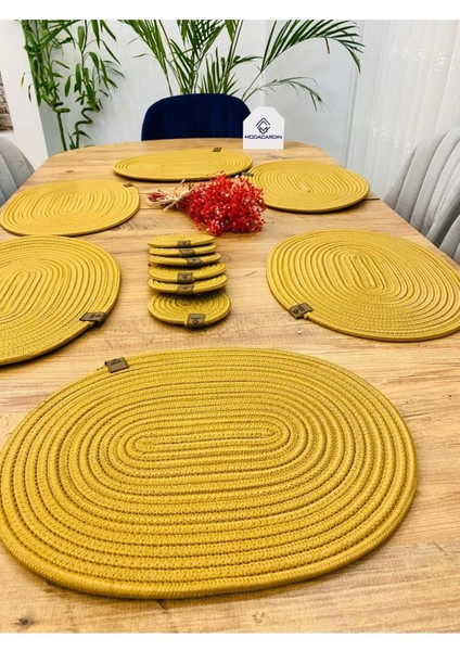 Jüt Hasır Amerikan Servis Oval Supla ve Bardaklık 12 Li