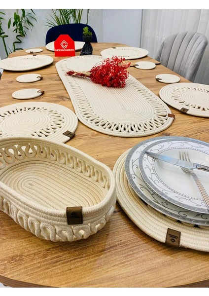 Jüt Hasır Amerikan Servis Supla Runner Sepet ve Bardaklık 14 Lü fırsatları