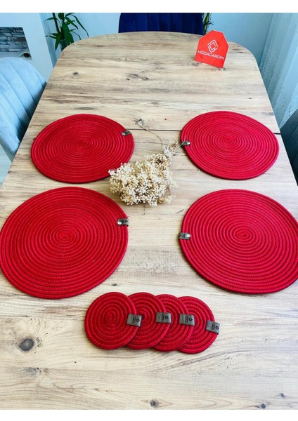 Jüt Hasır Amerikan Servis Supla ve Bardak Altı 8 Parça fırsatları