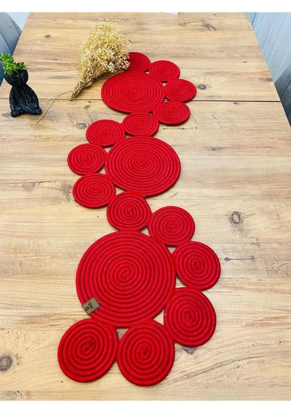 Jüt, Hasır, Dekoratif Masa Örtüsü,papatya Model Runner 40 x 110 cm , Sehpa Örtüsü, Bohem Tarzı