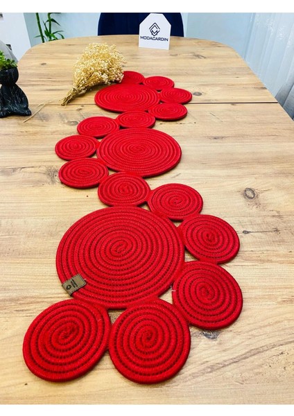 Jüt, Hasır, Dekoratif Masa Örtüsü,papatya Model Runner 40 x 110 cm , Sehpa Örtüsü, Bohem Tarzı