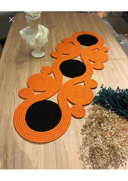 Jüt, Hasır,sarmal Model, Dekoratif Masa Örtüsü, Runner 40 x 110 cm , Sehpa Örtüsü, Bohem Tarzı