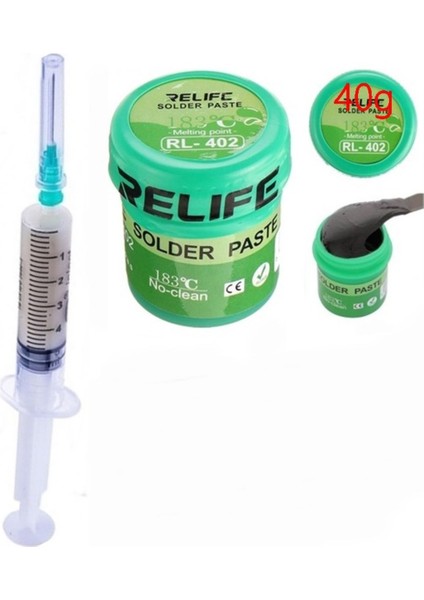 Rlıfe RL-402/ Krem Lehim Solder Paste 40G ve Flux Lehim Toplama Seti
