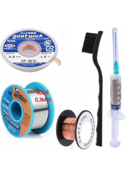 Mechanic/ Lehim Noclean SN63/PB37 40G 0,3mm Lehim Toplama CP-3015 Emme Teli 3mm 5li Set