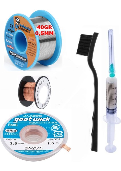 Mechanic/ Lehim Noclean SN63/PB37 40G 0,5mm Lehim Toplama CP-2515 Emme Teli 2,5mm 5li Set