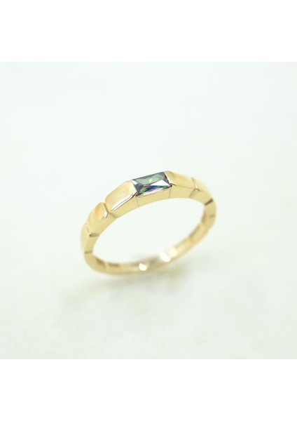 Baget Altın Yüzük - 14 Ayar Altın Baget Mistik Topaz Taşlı Kadın Yüzük - Hediyelik Altın Yüzük fiyatları