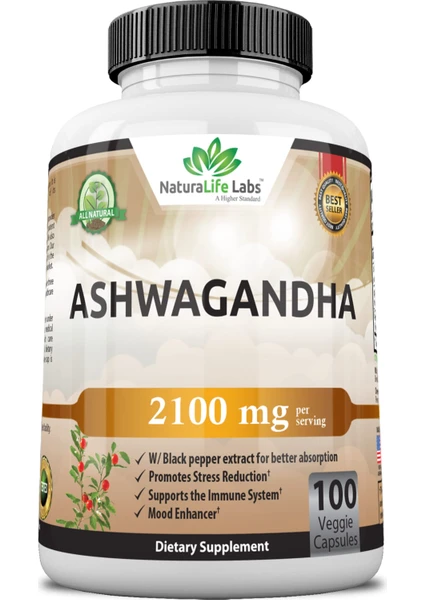 Natura Life Ashwagan*dha 2100 Mg 100 Kapsül -Usa Menşei