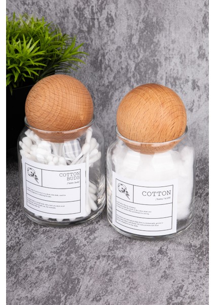 2li 300ML Top Kapaklı Pamuk/kulak Pamuğu Kavanozu Cam Banyo Düzenleyici fiyatları