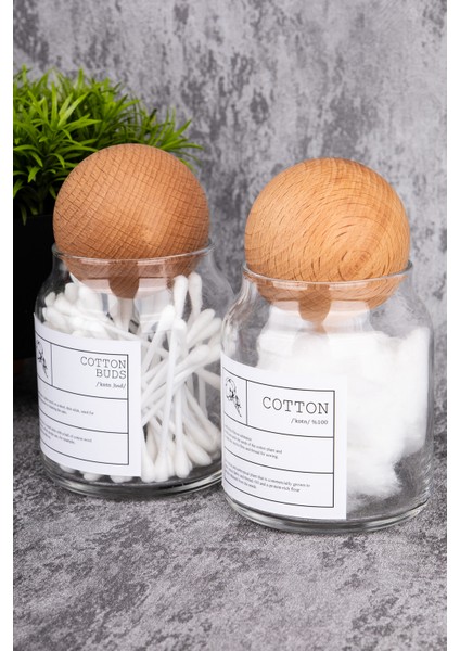 2li 300ML Top Kapaklı Pamuk/kulak Pamuğu Kavanozu Cam Banyo Düzenleyici modelleri