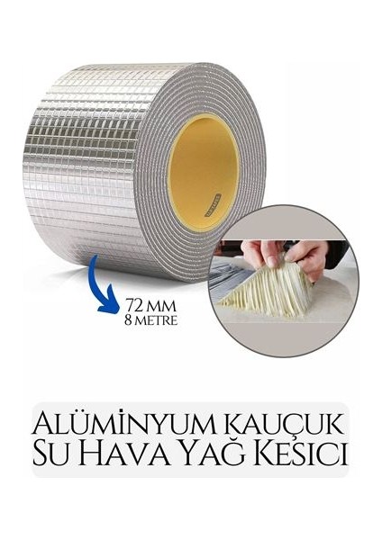 72 mm Su Hava Yağ Kesici Izolasyon Bandı 8 Metre