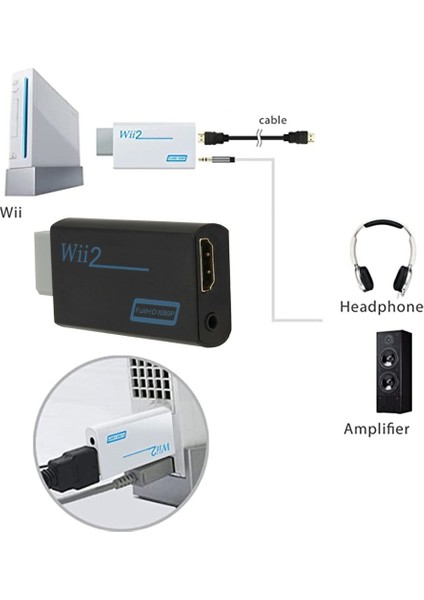 1080 P Wii Dönüştürücü Adaptör Wii2 HDMI Uyumlu Dönüştürücü Full Hd 3.5mm Ses Pc Tv Hdtv Monitör Ekran Ses Çıkışı (Yurt Dışından)