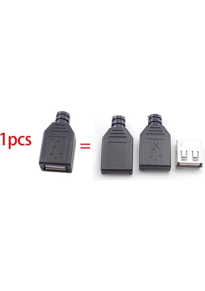 10 Adet USB Konektörü Tip A Dişi USB 2.0 4 Pin Adaptör Soketi Lehim Siyah Plastik Kapaklı Dıy Konnektör Fişi (Yurt Dışından)