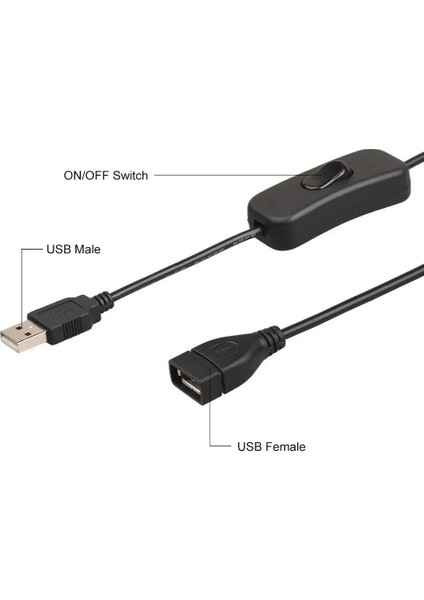 USB A Erkek - Dişi Uzatma Kablosu, Açma/kapama LED Lamba Güç Hattı Kolay Başlatma/yeniden Başlatma 28 cm (Yurt Dışından)