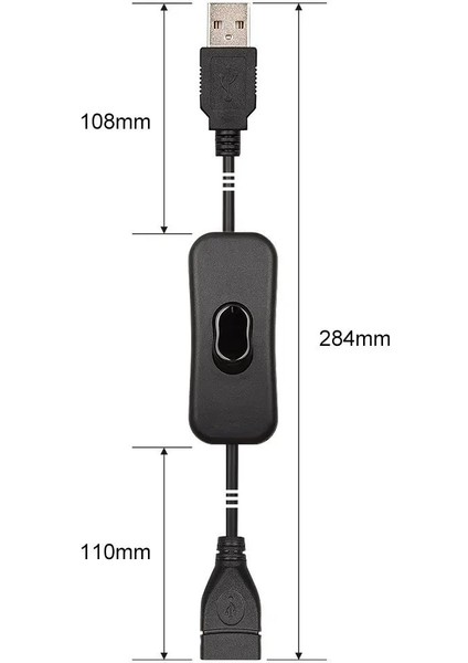 USB A Erkek - Dişi Uzatma Kablosu, Açma/kapama LED Lamba Güç Hattı Kolay Başlatma/yeniden Başlatma 28 cm (Yurt Dışından)
