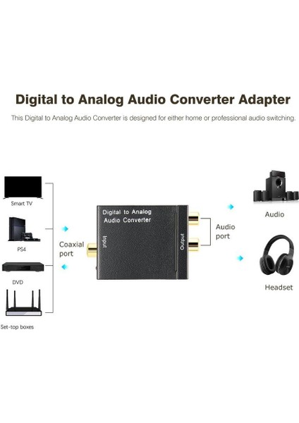 Analog Ses Dönüştürücü Adaptör Rca'ya Dijital Optik Koaksiyel Toslink (Yurt Dışından)