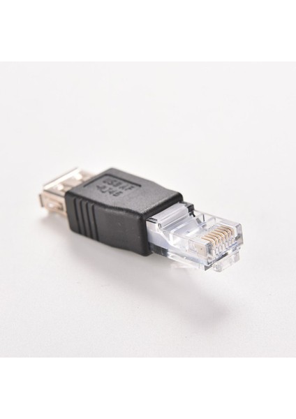 Marsnaska Kristal Kafa RJ45 USB A Dişi Adaptör Konnektörü Dizüstü Ethernet Dönüştürücü Fiş (Yurt Dışından)