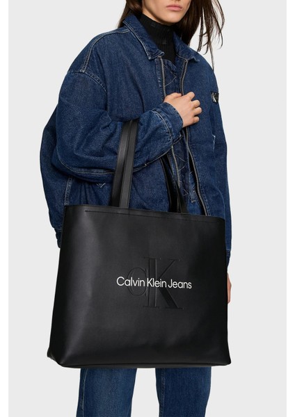 Calvin Klein Logolu Büyük Çanta K60K61222201R Kadın Çanta K60K612222 01R