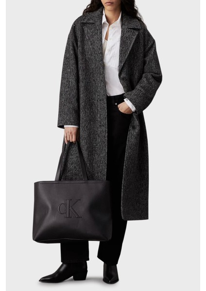 Calvin Klein Logolu Büyük Çanta K60K612724BEH Kadın Çanta K60K612724 Beh