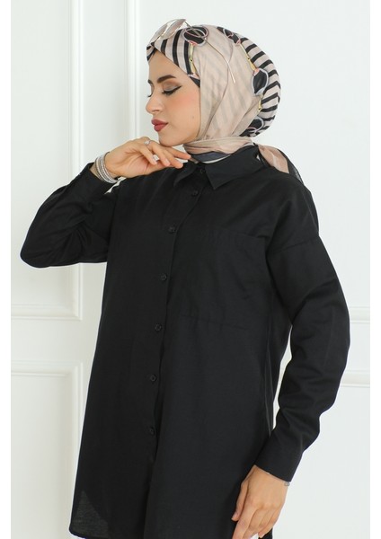 Ava Desenli Soft Eşarp 1176 - Siyah