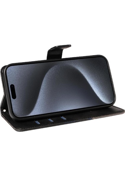 Elmas Dikiş Deri ile IPhone 15 Pro ve Kart Yuvası Için Flip Case (Yurt Dışından)