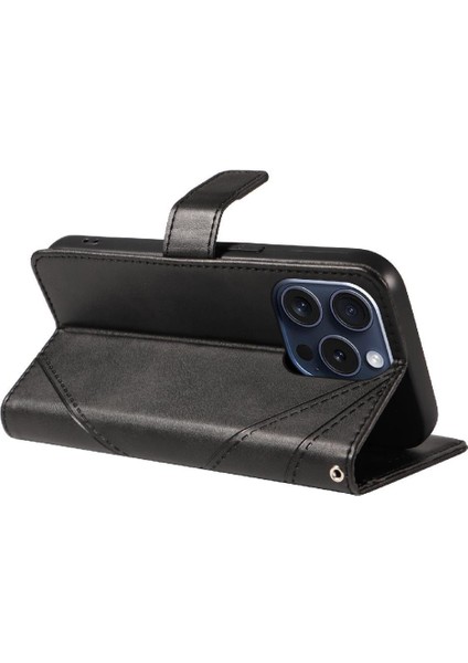 Elmas Dikiş Deri ile IPhone 15 Pro ve Kart Yuvası Için Flip Case (Yurt Dışından)