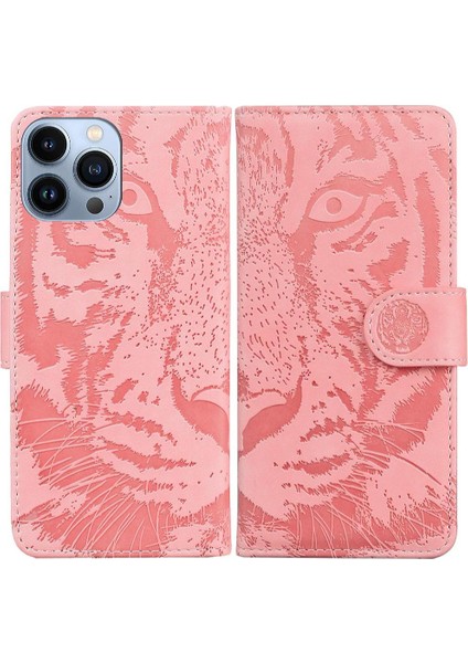 IPhone 13 Için Flip Case Pro Max Deri Cüzdan Kabartmalı Sevimli Kaplan (Yurt Dışından)