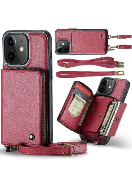 IPhone 12 Için Şık ve Fonksiyonel Cüzdan Çift Kayış Rfıd Engelleme (Yurt Dışından)