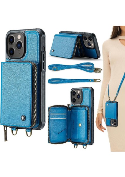 IPhone 11 Pro Rfıd Engelleme Cüzdan Çift Kayış Şık ve 360&DEG; Için Kılıf (Yurt Dışından)