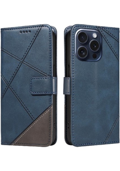 Elmas Dikiş Deri ile IPhone 15 Pro ve Kart Yuvası Için Flip Case (Yurt Dışından)