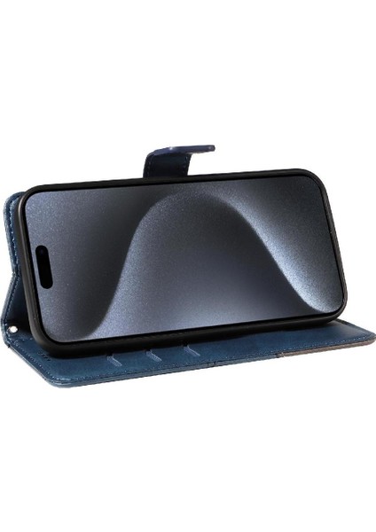 Elmas Dikiş Deri ile IPhone 15 Pro ve Kart Yuvası Için Flip Case (Yurt Dışından)
