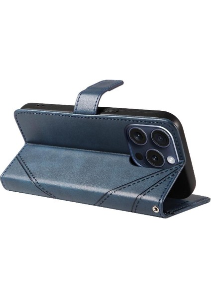 Elmas Dikiş Deri ile IPhone 15 Pro ve Kart Yuvası Için Flip Case (Yurt Dışından)
