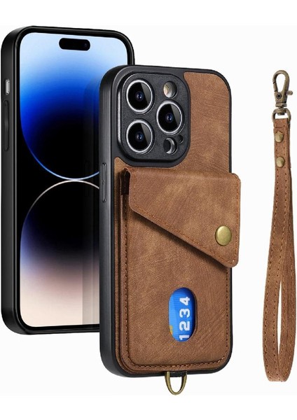IPhone 14 Için Kılıf Pro Çok Fonksiyonlu Manyetik Kapatma Premium Deri (Yurt Dışından)