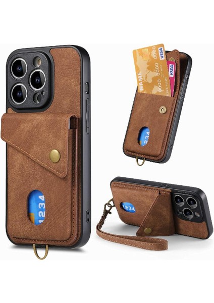 IPhone 14 Için Kılıf Pro Çok Fonksiyonlu Manyetik Kapatma Premium Deri (Yurt Dışından)