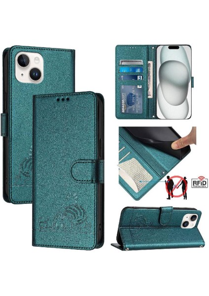 IPhone 13 Için Kılıf Mini Kedi Rfıd Kart Yuvası Tutucu Kickstand Cüzdan Flip (Yurt Dışından)