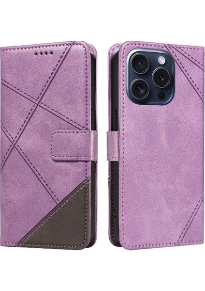 Elmas Dikiş Deri ile IPhone 15 Pro ve Kart Yuvası Için Flip Case (Yurt Dışından)